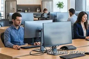 فريق وثاب جدة أثناء تنظيف شركات في حي الأصالة بجدة
