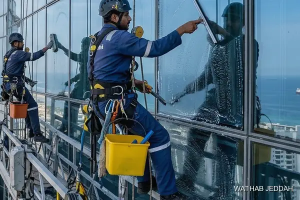 تنظيف واجهات زجاج حي أبحر الشمالية وثاب جدة