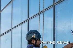 Glass Facade Cleaning results after completion in Al Kandarah, Jeddah