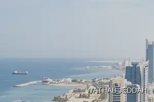 Wathab Jeddah team performing Glass Facade Cleaning in Al Murjan, Jeddah