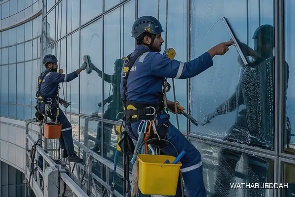 Glass Facade Cleaning in Al Samer, Jeddah - Wathab Jeddah Cleaning Services