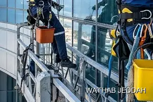 Glass Facade Cleaning results after completion in Al Samer, Jeddah