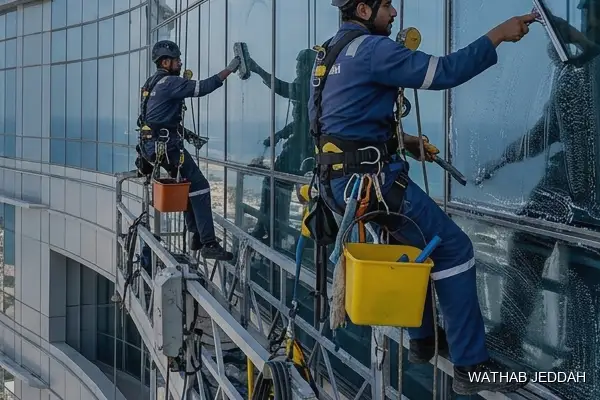 Glass Facade Cleaning in Al Sanabil - Wathab Jeddah Cleaning