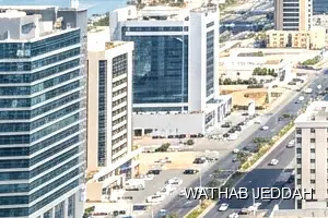 Glass Facade Cleaning results after completion in Al Sanabil, Jeddah