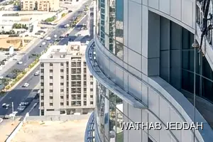 Glass Facade Cleaning results after completion in Al Shati, Jeddah