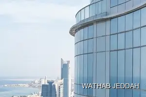 Wathab Jeddah team performing Glass Facade Cleaning in Umm Al Salam, Jeddah