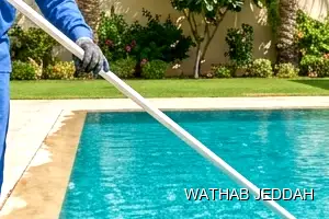 Wathab Jeddah team performing Swimming Pool Cleaning in Al Lulu, Jeddah
