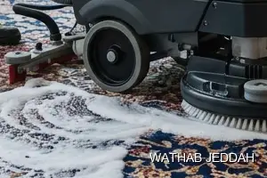 Wathab Jeddah team performing Moquette Cleaning in Petromin, Jeddah